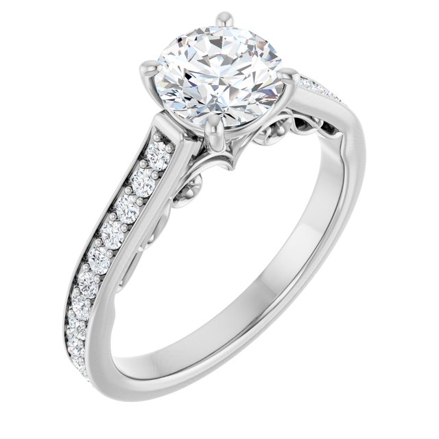 Anillo de compromiso personalizable con pavé lateral y centro redondo o cuadrado