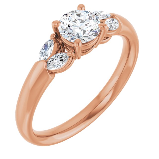Anillo de compromiso personalizable con pavé lateral y centro redondo o cuadrado