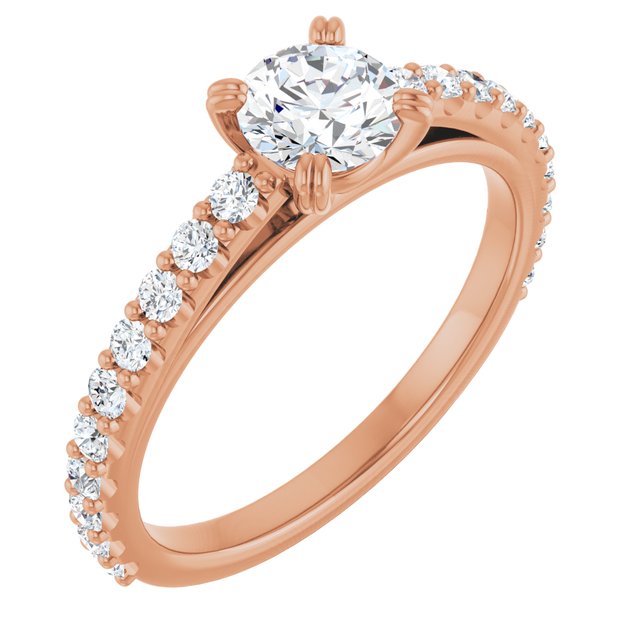 Anillo de compromiso personalizable con pavé lateral y centro redondo o cuadrado
