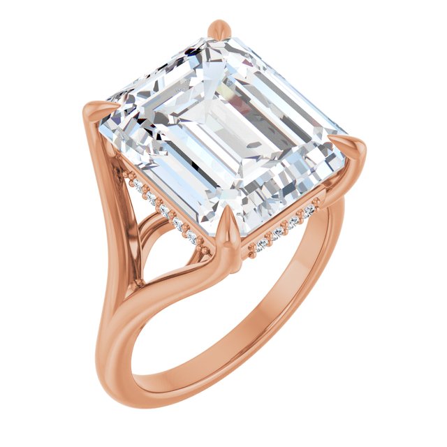 Anillo de compromiso personalizable con pavé lateral y centro redondo o cuadrado