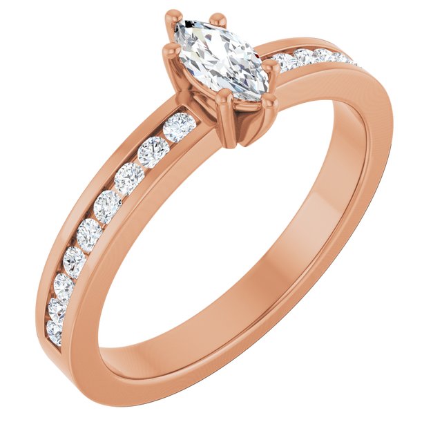 Anillo de compromiso personalizable con pavé lateral y centro redondo o cuadrado