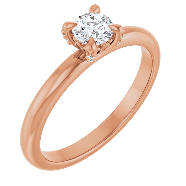 Anillo de compromiso personalizable con pavé lateral y centro redondo o cuadrado