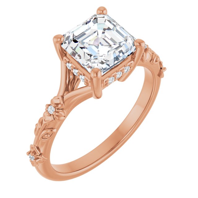 Anillo de compromiso personalizable con pavé lateral y centro redondo o cuadrado