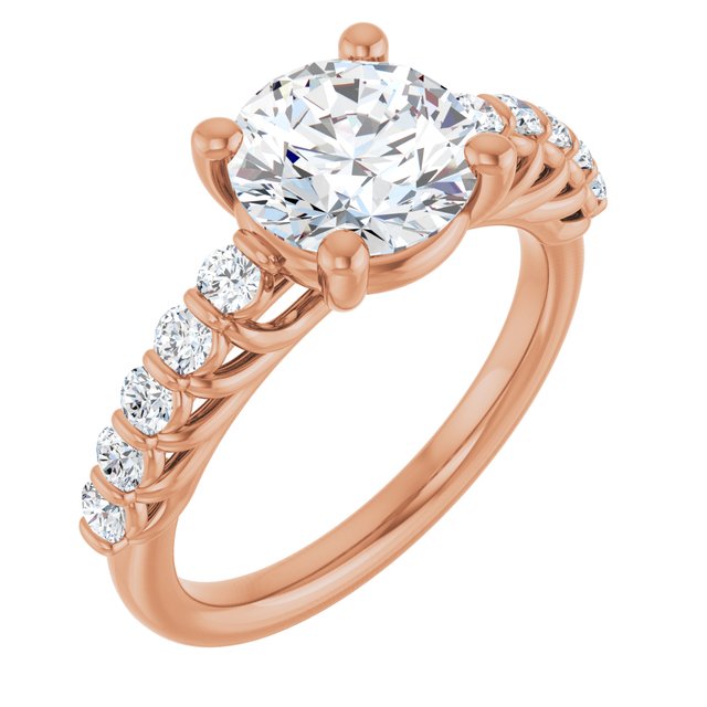 Anillo de compromiso personalizable con pavé lateral y centro redondo o cuadrado