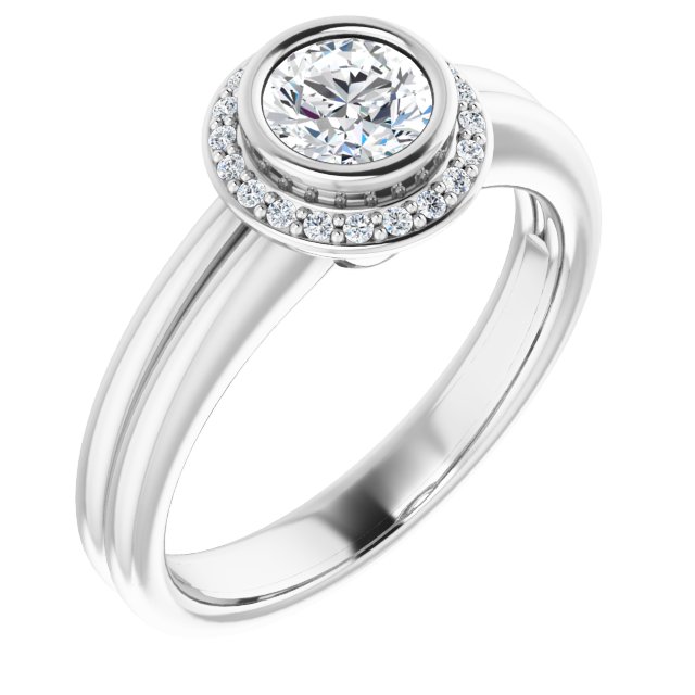 Anillo de compromiso personalizable con pavé lateral y centro redondo o cuadrado