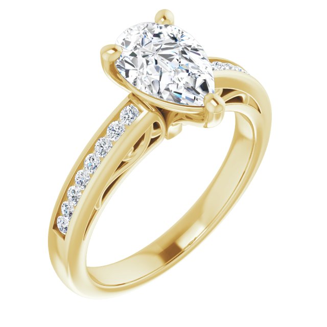Anillo de compromiso personalizable con pavé lateral y centro redondo o cuadrado