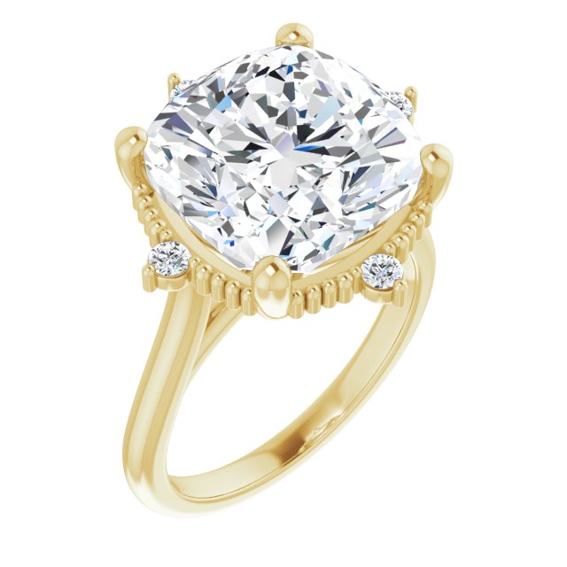 Anillo de compromiso personalizable con pavé lateral y centro redondo o cuadrado