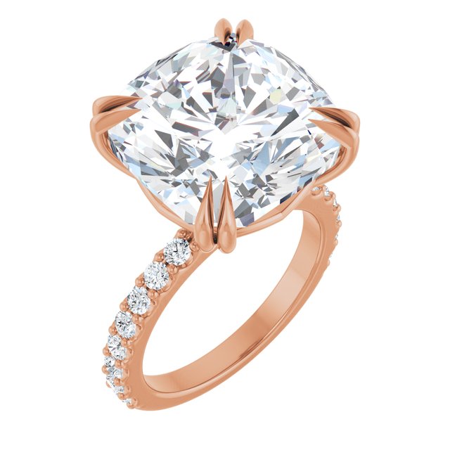 Anillo de compromiso personalizable con aro acentuado multiforma
