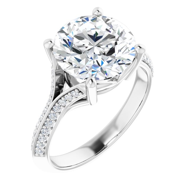 Anillo de compromiso personalizable con pavé lateral y centro redondo o cuadrado