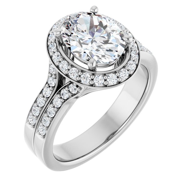 Anillo de compromiso personalizable con pavé lateral y centro redondo o cuadrado