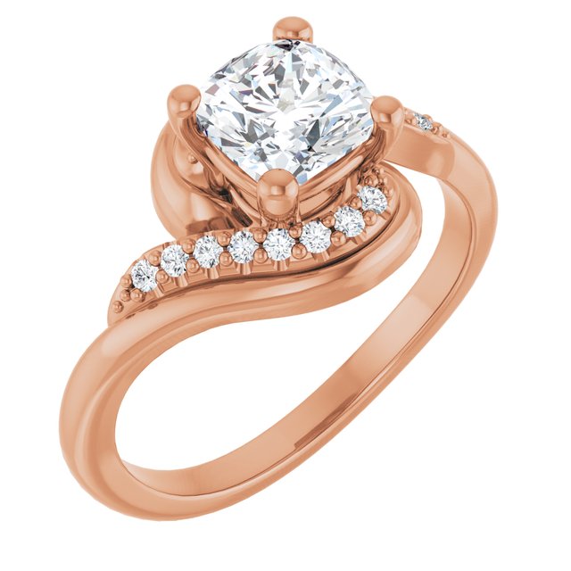 Anillo de compromiso personalizable con pavé lateral y centro redondo o cuadrado