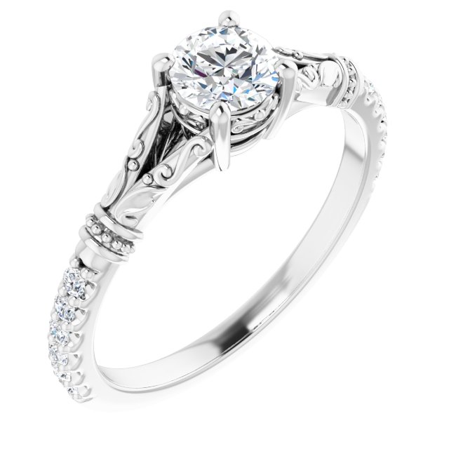 Anillo de compromiso personalizable con aro acentuado multiforma