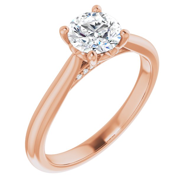 Anillo de compromiso personalizable con pavé lateral y centro redondo o cuadrado