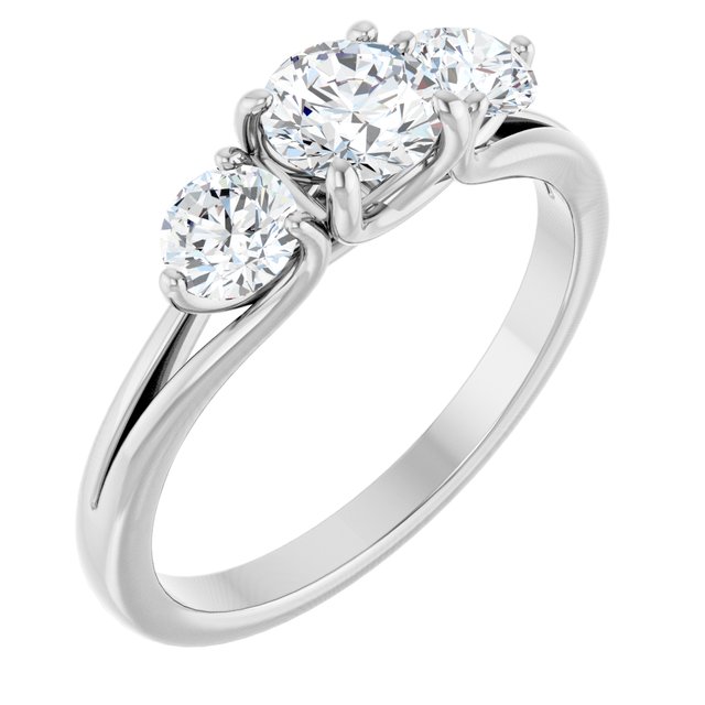 Anillo de compromiso de tres piedras con 1 ct total de diamantes naturales