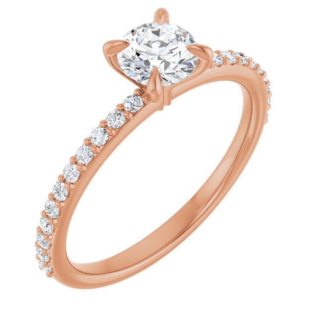Anillo de compromiso personalizable con pavé lateral y centro redondo o cuadrado