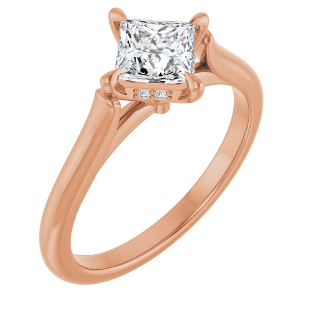 Anillo de compromiso personalizable solitario con acentos laterales