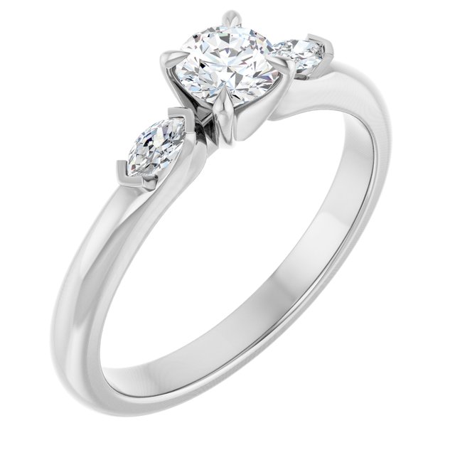 Anillo de compromiso personalizable solitario con acentos laterales