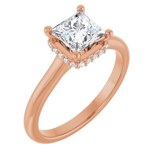 Anillo de compromiso personalizable solitario con acentos laterales