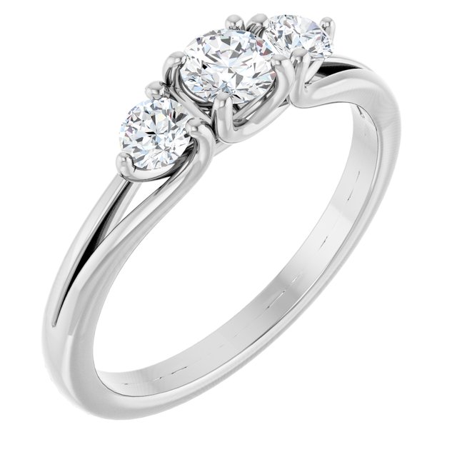 Anillo de compromiso de tres piedras con 1/2 ct total de diamantes naturales