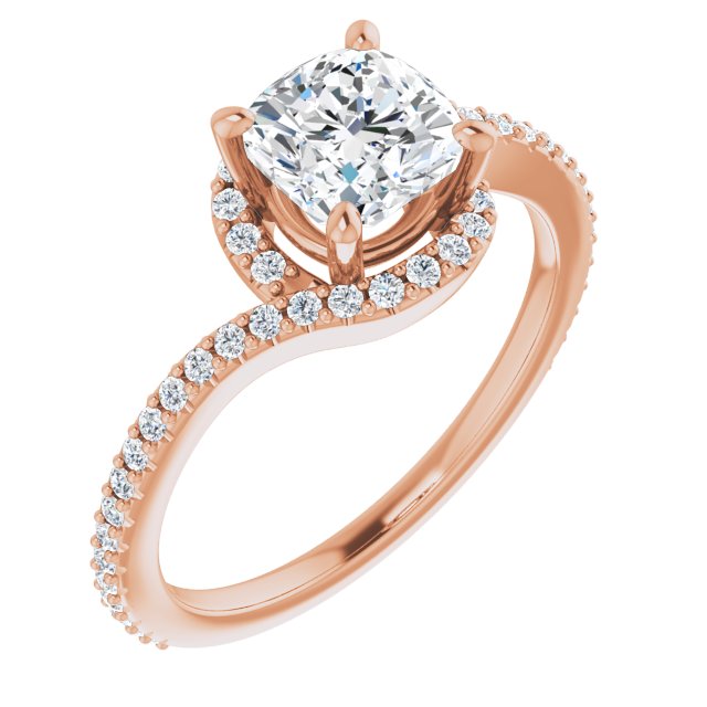 Anillo de compromiso personalizable con pavé lateral y centro redondo o cuadrado