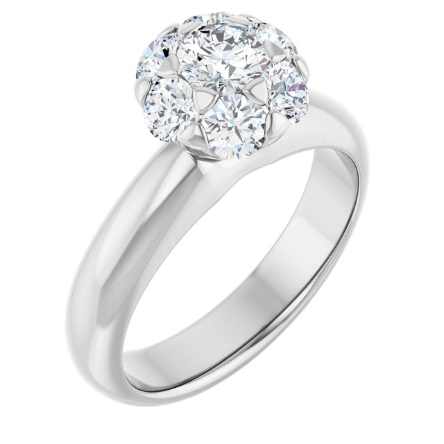 Anillo de compromiso personalizable con pavé lateral y centro redondo o cuadrado