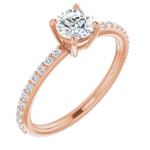 Anillo de compromiso personalizable con pavé lateral y centro redondo o cuadrado