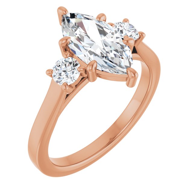Anillo de compromiso personalizable solitario con acentos laterales