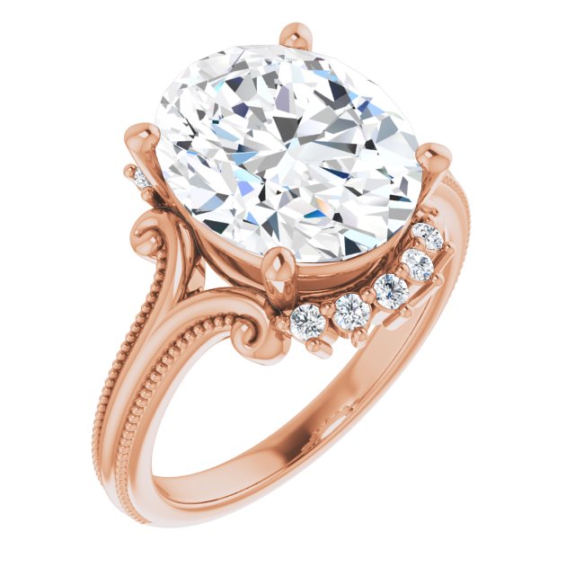Anillo de compromiso personalizable con pavé lateral y centro redondo o cuadrado