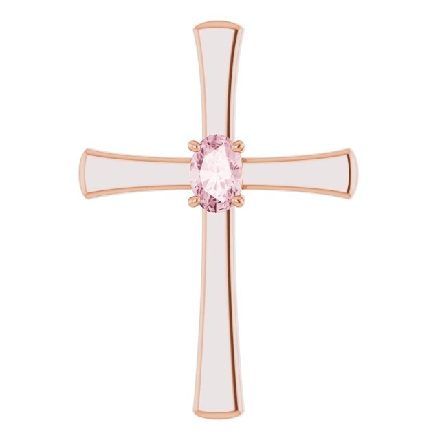 Dije de cruz configurable con morganita rosa o diamante natural