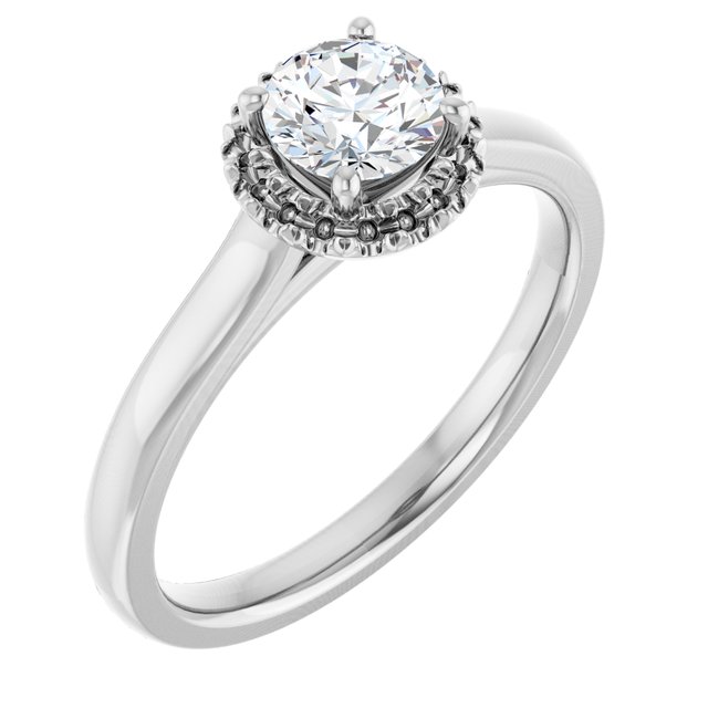 Anillo de compromiso personalizable con pavé lateral y centro redondo o cuadrado