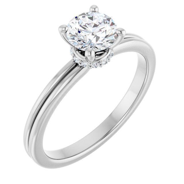 Anillo de compromiso personalizable solitario con acentos laterales