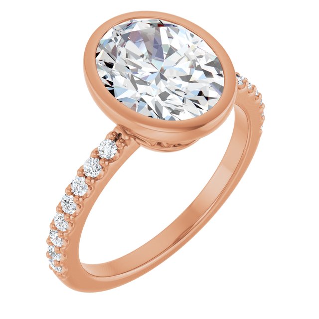 Anillo de compromiso personalizable con aro acentuado multiforma
