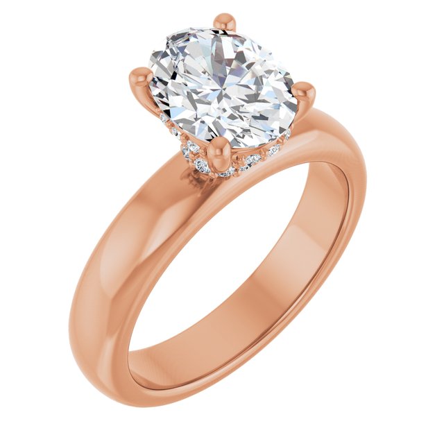 Anillo de compromiso personalizable con pavé lateral y centro redondo o cuadrado