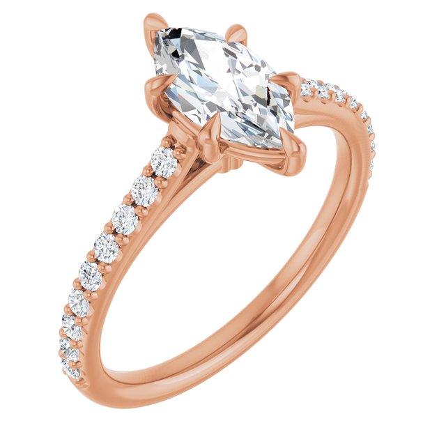 Anillo de compromiso personalizable con aro acentuado multiforma