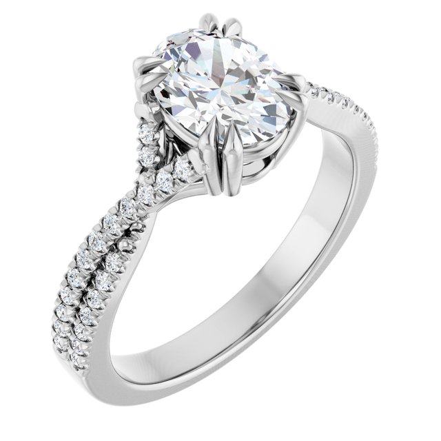 Anillo de compromiso personalizable con aro acentuado multiforma