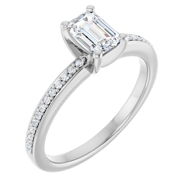 Anillo de compromiso personalizable con aro acentuado multiforma